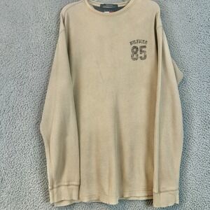 Vtg Tommy Jeans Thermal Waffle Knit Sweater Hilfiger 85 Long Sleeve Spellout 90s